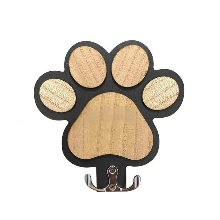 Paw Print Wooden Leash Hanger for Dogs and Pet Lovers