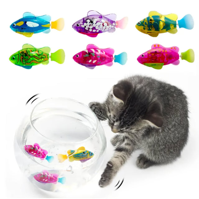 Interactive Electric Fish Toy for Cats and Dogs LED Swimming Robot Water Play Pet Toy
